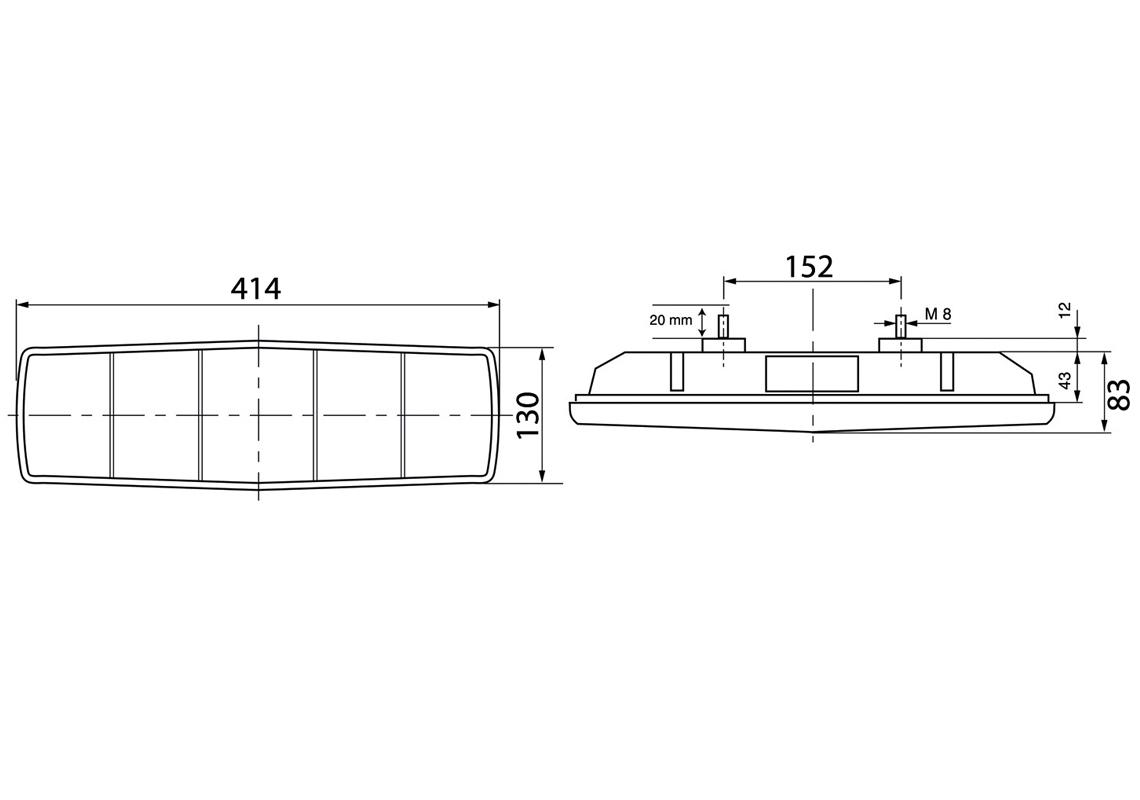 Rear lamp Left/Right, License plate lamp, PE rear conn